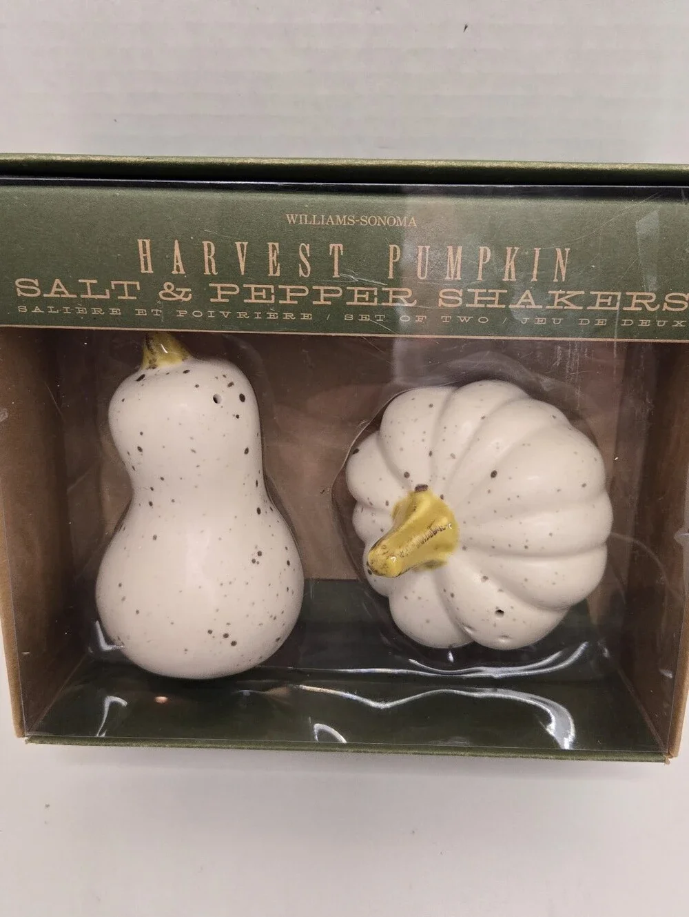 Williams Sonoma Harvest Pumpkin Salt and Pepper Shakers Rustic Autumn Fall Decor